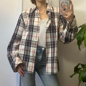 💜Foxcroft Plaid Cotton Boyfriend Flannel Size Large